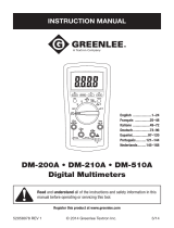 Greenlee DM-200A, DM-210A, DM-510A Multimeters (Europe) Manual de usuario
