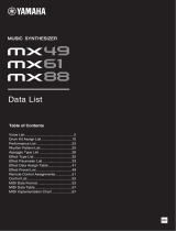 Yamaha MX88 Ficha de datos