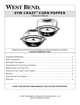 West Bend STIR CRAZY CORN POPPER Manual de usuario