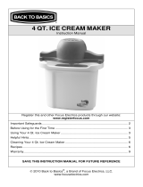 Back to Basics 4 QT. ICE CREAM MAKER Manual de usuario