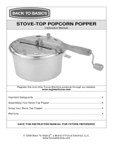 Back to Basics STOVE-TOP POPCORN POPPER Manual de usuario