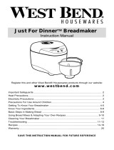 West Bend Just For Dinner Breadmaker Manual de usuario