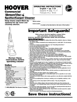Hoover SteamVac Commercial Spotter/Carpet Cleaner Manual de usuario