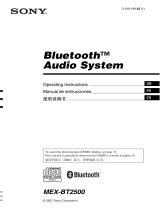 Sony BLUETOOTH MEX-BT2500 Manual de usuario