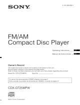 Sony CDX-GT25MPW - Fm/am Compact Disc Player Instrucciones de operación
