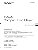 Sony CDX-GT550UI - Fm/am Compact Disc Player Manual de usuario