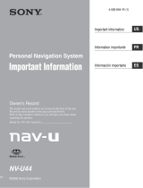 Sony NV-U44 - Automotive GPS Receiver Información importante