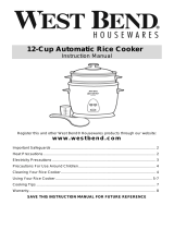 West Bend 12-Cup Automatic Rice Cooker Manual de usuario