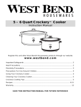West Bend Quart Crockery 5  6 Quart CrockeryTM Cooker Manual de usuario
