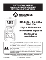 Greenlee DM-200A, DM-210A, DM-510A Digital Multimeters Manual de usuario