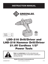 Greenlee "LDD-216, LHD-216 21.6V Cordless 1/2"" Drill/Driver" Manual de usuario