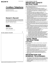 Sony Cordless Telephone SPP-N1003 Manual de usuario