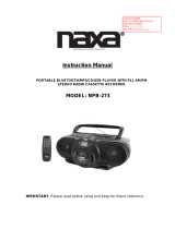 Naxa NPB-273 Portable Bluetooth/MP3/CD/USB Player El manual del propietario