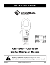 Greenlee CM-1500, CM-1550 Clamp-on Meter, AC/DC (Europe) Manual de usuario