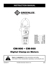 Greenlee CM-900, CM-950 Clamp-on Meter, AC/DC (Europe) Manual de usuario