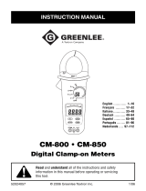 Greenlee CM-800 / CM-850 Clamp-on Meter (Europe) Manual de usuario