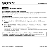 Sony NW-S203F Notes On Usage