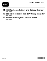 Toro 20V Max Li-Ion Battery Charger Manual de usuario