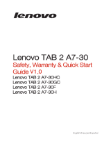 Lenovo Tab 2 A7-30 Instrucciones de operación