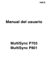 NEC MultiSync® P801 SST (ShadowSense) El manual del propietario