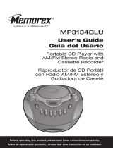 Memorex MP3134BLU - Boombox - Translucent Manual de usuario