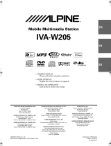 Alpine IVA W205 - 2-DIN DVD/CD/MP3/WMA Receiver/AV Head Unit El manual del propietario
