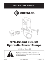 Greenlee 972-22 and 980-22 Hydraulic Pump Manual Manual de usuario