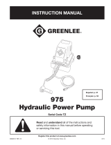 Greenlee 975 Hydraulic Pump Serial Code TZ Manual de usuario