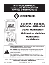 Greenlee DM-810A, DM-820A, DM-830A, DML-430A Multimeters Manual de usuario