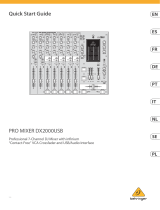 Behringer PRO MIXER DX2000USB Professional 7-Channel DJ Mixer Guía de inicio rápido