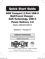 Tripp Lite 68W Compact 2-Port USB-C Wall/Travel Charger - GaN Technology, USB-C Power Delivery 3.0 El manual del propietario