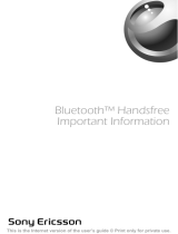 Sony Ericsson BLUETOOTH HANDSFREE El manual del propietario