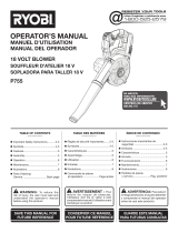 Ryobi 18 Volt Blower P755 El manual del propietario