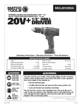 Matco Tools MCL2012DDA 20V 1-2 Inch Drill Driver Manual de usuario