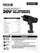 Matco Tools MCL2034BIW 20V Plus 3 by 4 Inch Brushless Impact Wrench Manual de usuario