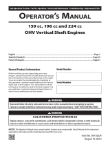 CubCadet 159cc, 196cc and 224cc OHV Vertical Shaft Engines Manual de usuario