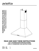 arietta AVN436SSB 36 Inch Stainless Steel Convertible Chimney Style Wall Mount Hood Manual de usuario