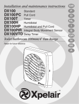 Xpelair DX100 Fan Range Manual de usuario
