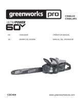 Greenworks CS60L03 60V Cordless 18 Inch Chainsaw Manual de usuario